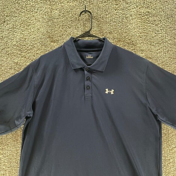 Under Armour Polo Shirt Mens Large Blue Short Sleeve Collared Adult Pullover - Picture 4 of 13
